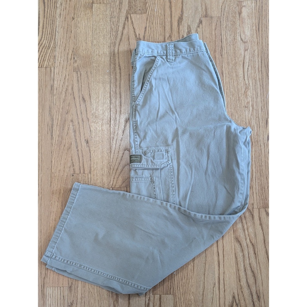 Wrangler Original Cargo Pants Loose Relaxed Fit  34x32 Khaki Beige Y2K